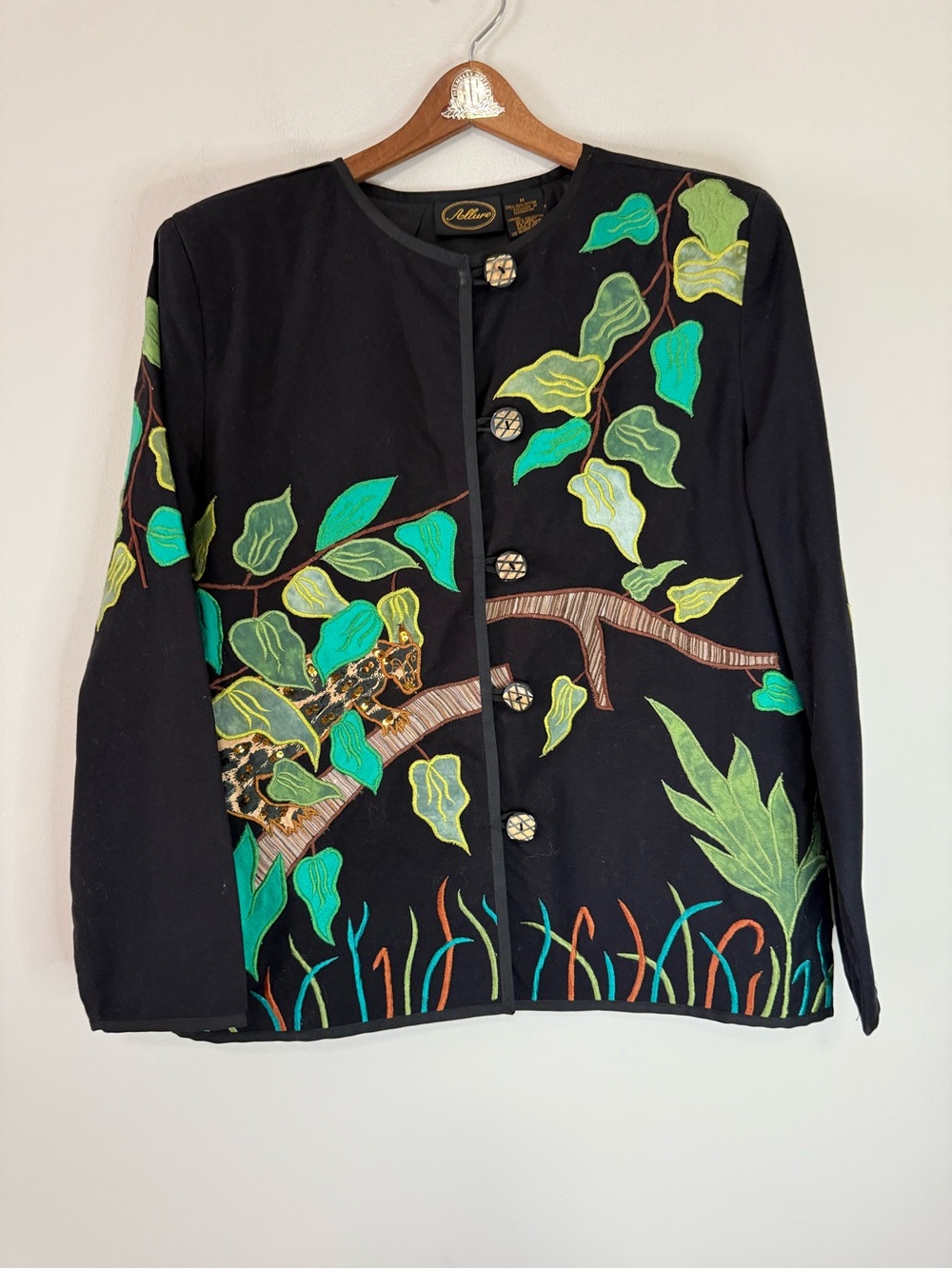 Allure Black 100% cotton jacket  with Gold/green Embroidery design size medium